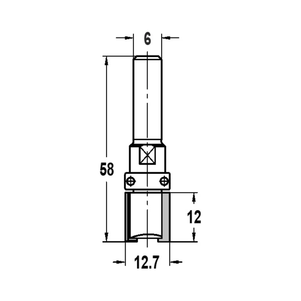 KANTENFREES RECHT Ø 12,7 X 12 MM, TL=53 MM, S=6 MM, HW JSO
