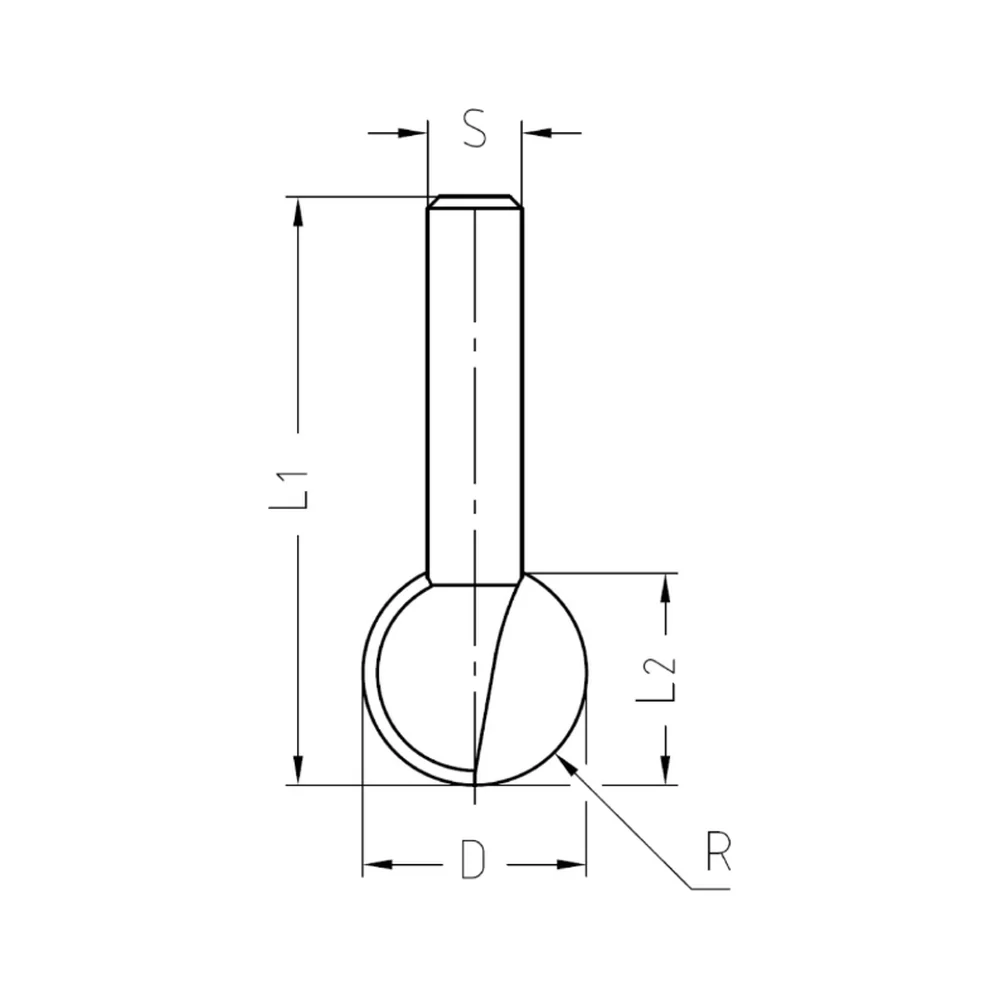 KOGELPROFIELFREES R=8,0 MM, TL=45 MM, S=8 MM, HW JSO