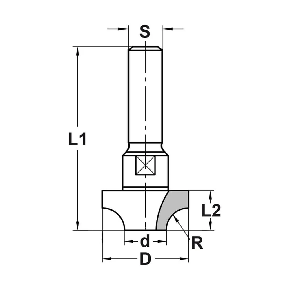 KWARTRONDPROFIELFREES R=4,0 MM ZONDER LAGER, D=20 MM, S=12 MM, HW JSO