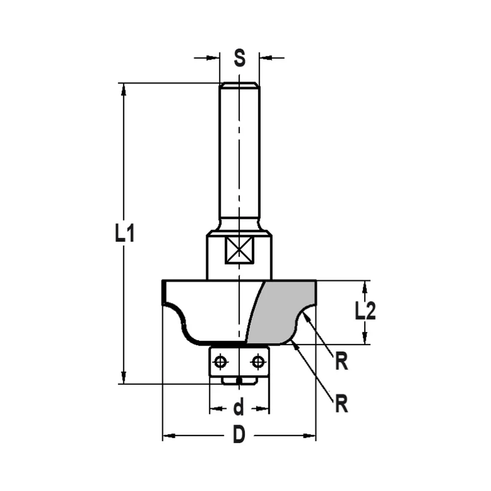 LIJSTFREES R=4,0 MM MET LAGER, L2=13 MM, S=10 MM, HW JSO