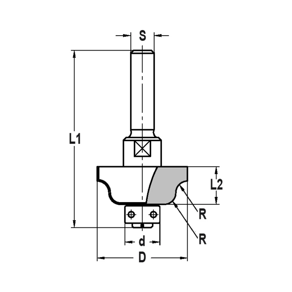LIJSTFREES R=4,0 MM MET LAGER, L2=13 MM, S=12 MM, HW JSO