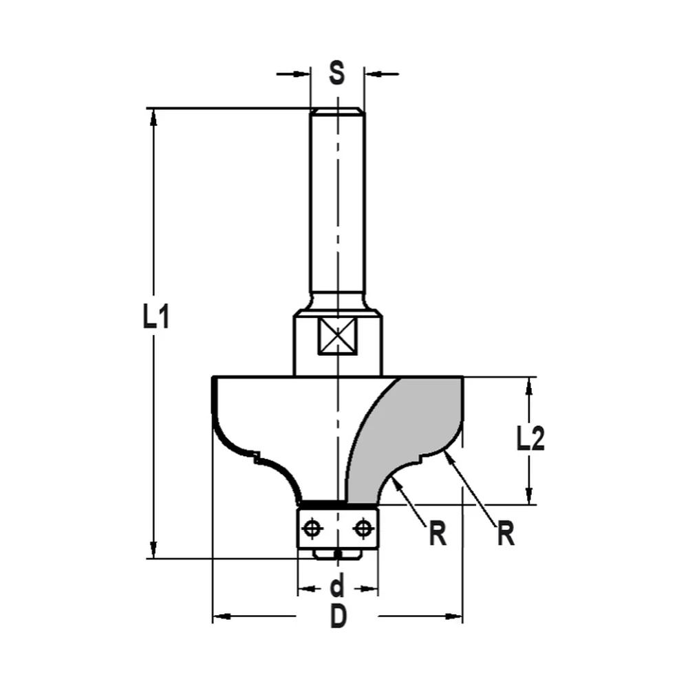 MULTIPROFIELFREES R=6,3 MM MET LAGER 12 MM, L2=19 MM, S=12 MM, HW JSO