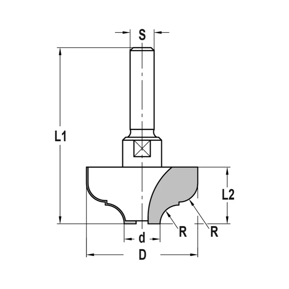 MULTIPROFIELFREES R=6,3 MM ZONDER LAGER, L2=19 MM, S=8 MM, HW JSO