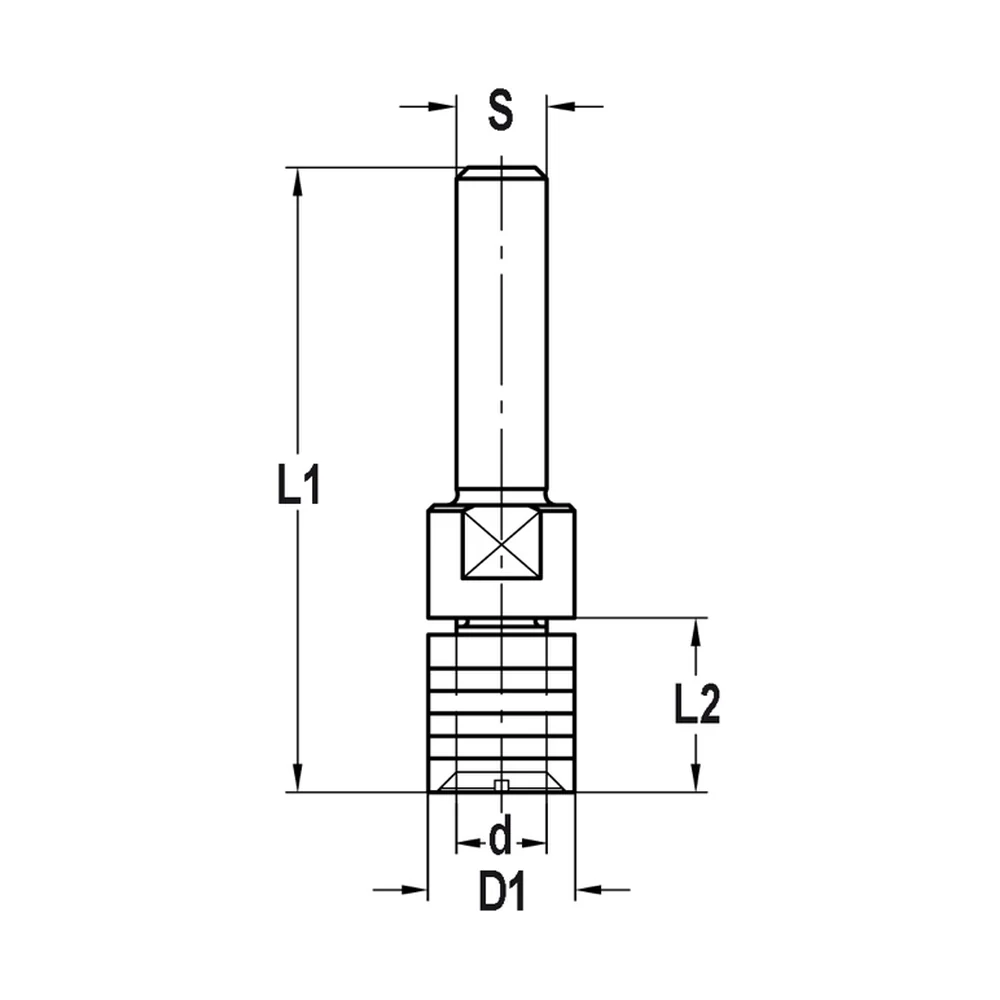 SPINDEL MET VLAKKE ONDERKANT, OPNAME (D) 8,0 MM, L2=15 MM, S=12 MM, HW JSO