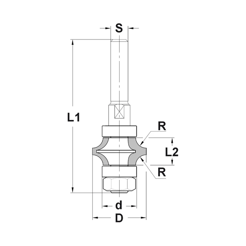 SPITSKANTENFREES R=4,8 MM MET DUBBEL LAGER, D=25,4 MM, S=12 MM, HW JSO