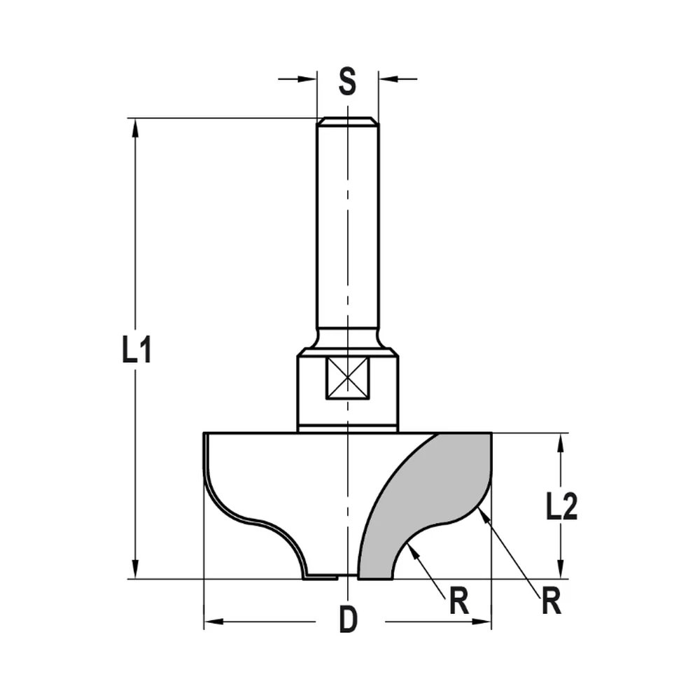 S-PROFIELFREES R=7,2 MM ZONDER LAGER, L2=19 MM, S=10 MM, HW JSO