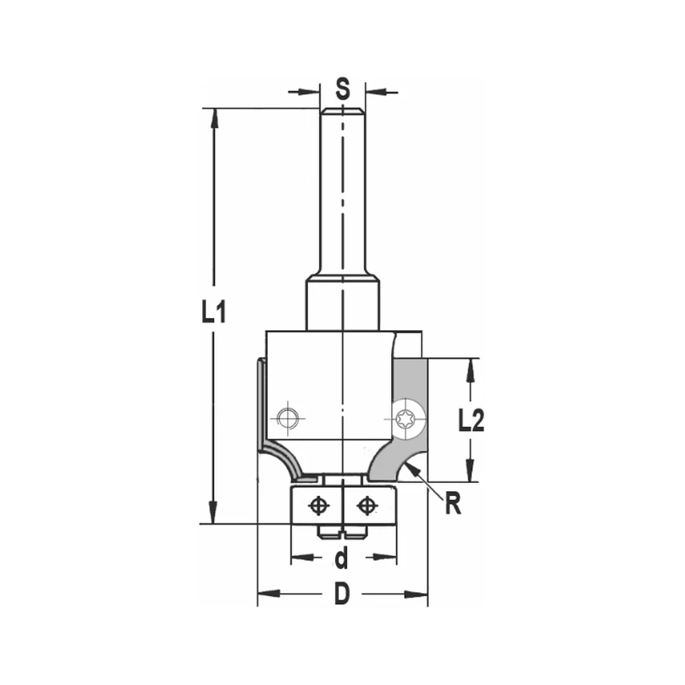 UNITEC HOUDER MET AFRONDKEERMESSEN R=2,0 MM MET LAGER, D=26 MM, S=8 MM, HW JSO