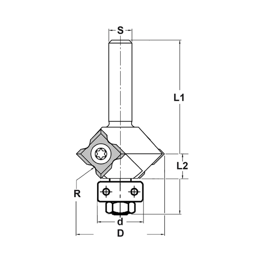 UNIVERSELE KEERMESAFRONDFREES R=1,0 MM (4X) MET LAGER, S=8 MM, HW JSO
