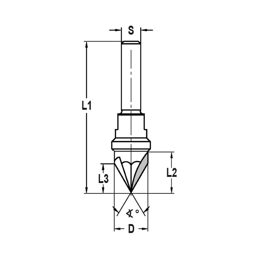 V-GROEFFREES 60°, D=14 MM, S=12 MM, VHW, Z=3 JSO