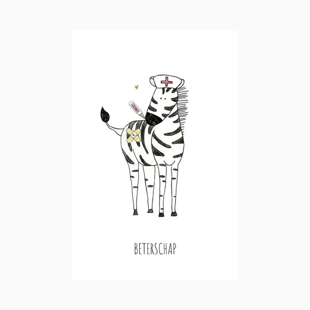 Kaart beterschap zebra Juulz Illustrations & Design