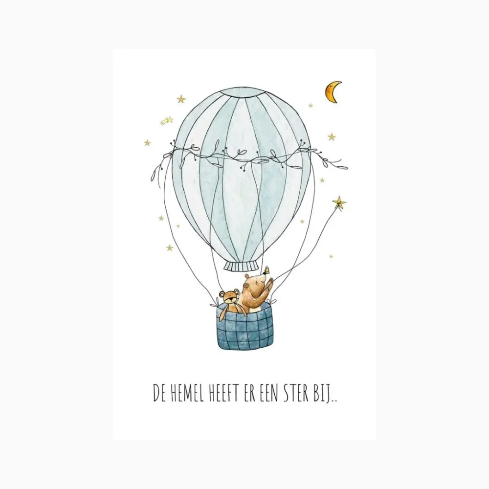 Kaart de hemel heeft er een ster bij - blauw Juulz Illustrations & Design
