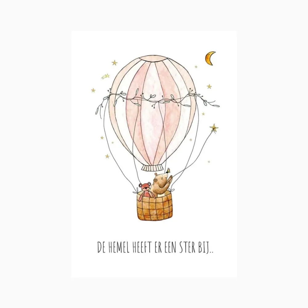 Kaart de hemel heeft er een ster bij - roze Juulz Illustrations & Design