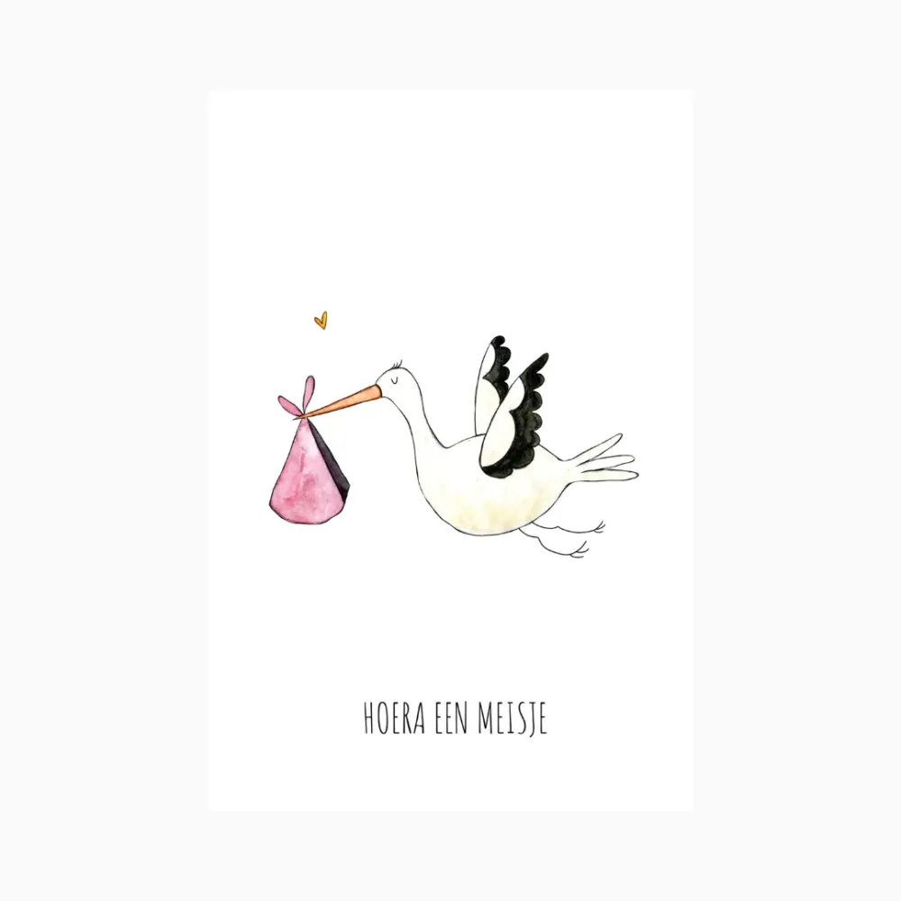 Kaart hoera een meisje Juulz Illustrations & Design