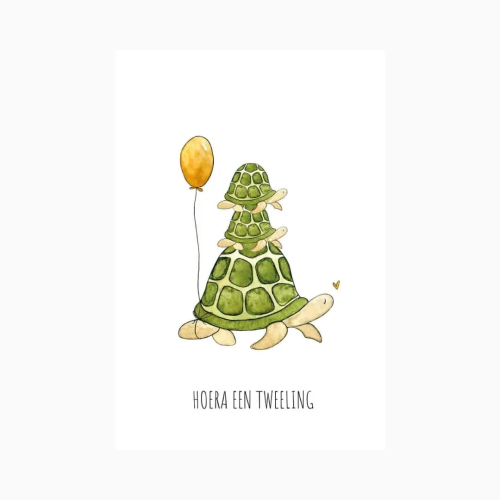 Kaart hoera een tweeling Juulz Illustrations & Design