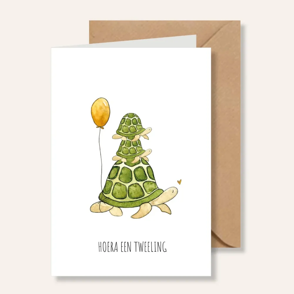 Kaart hoera een tweeling Juulz Illustrations & Design