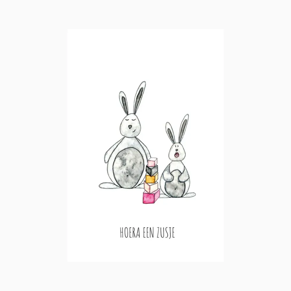 Kaart hoera een zusje Juulz Illustrations & Design