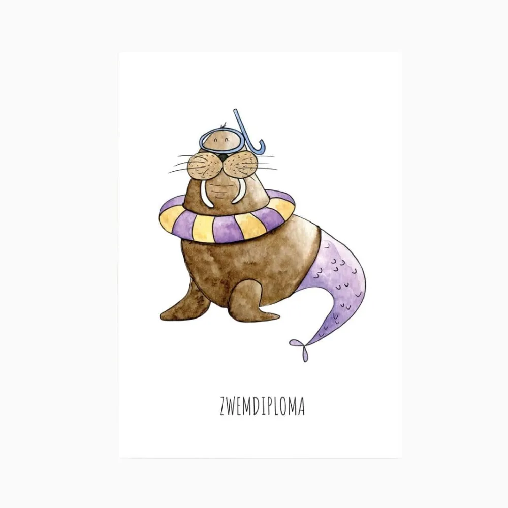 Kaart zwemdiploma Juulz Illustrations & Design