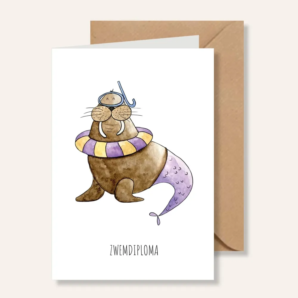 Kaart zwemdiploma Juulz Illustrations & Design
