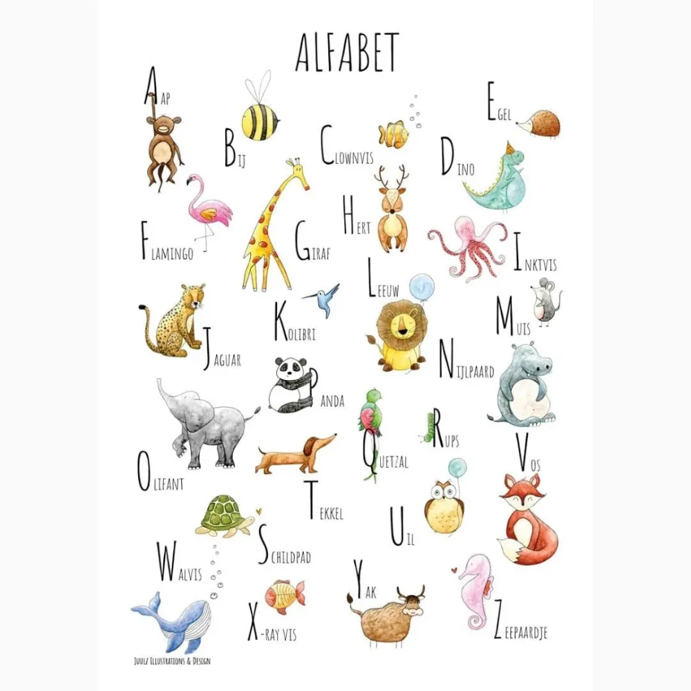 Kinderposter alfabet - Juulz Illustrations Juulz Illustrations & Design