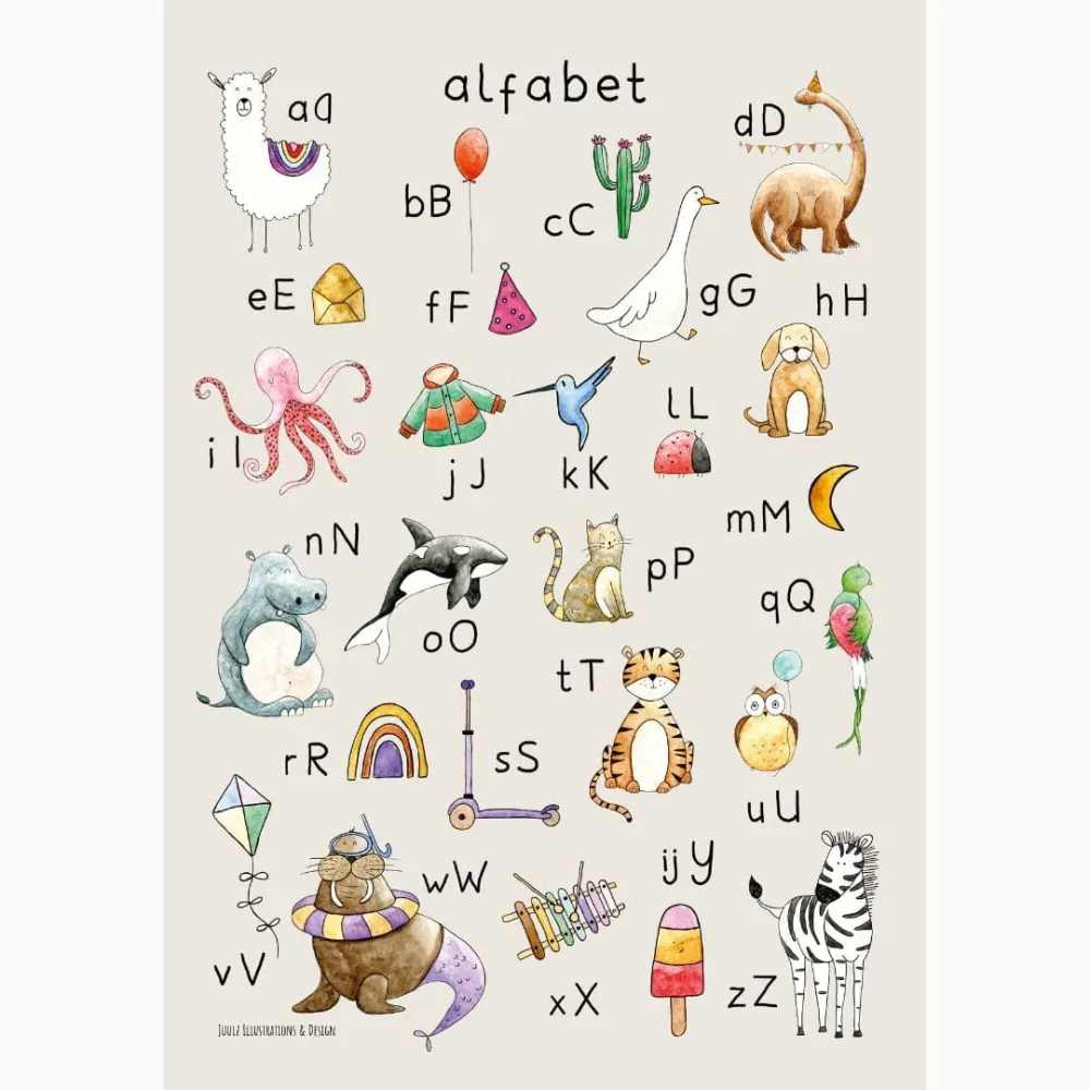 Kinderposter alfabet schooleditie - Juulz Illustrations Juulz Illustrations & Design