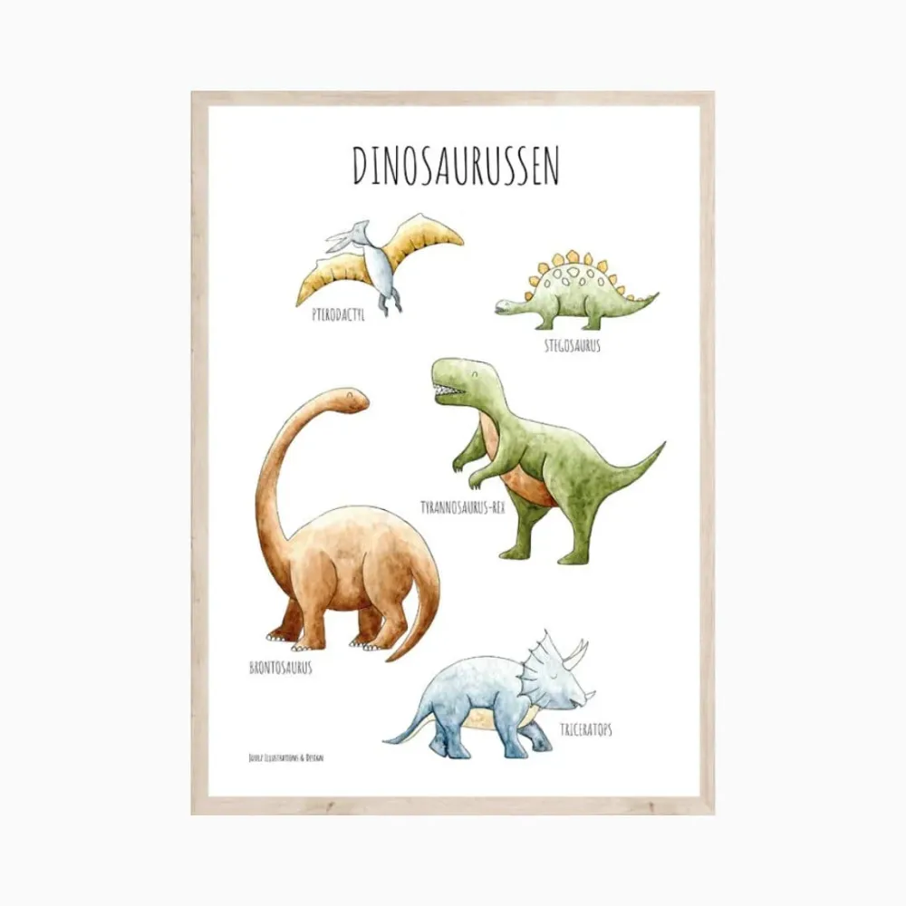 Kinderposter dinosaurussen - Juulz Illustrations Juulz Illustrations & Design