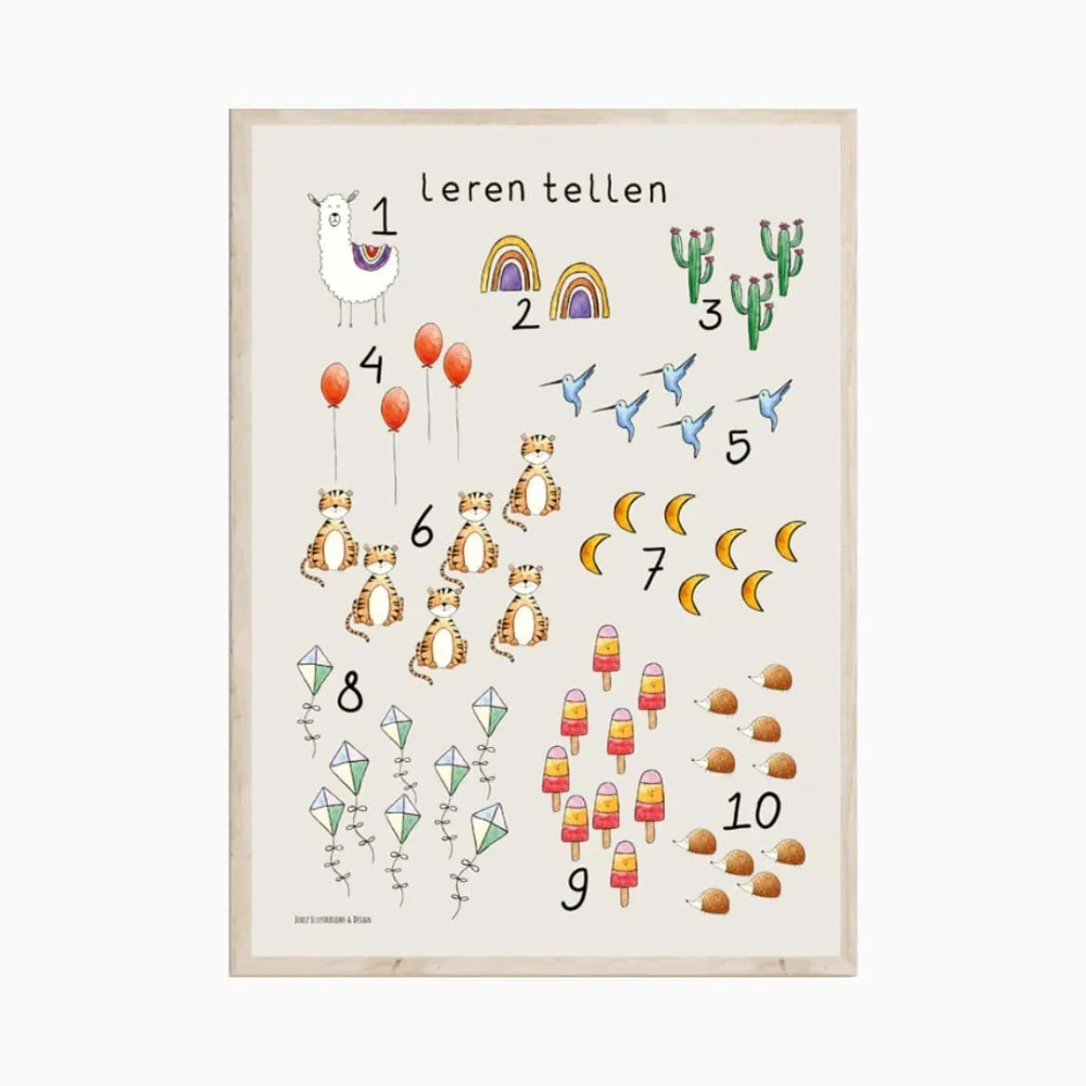 Kinderposter leren tellen 2.0 - Juulz Illustrations Juulz Illustrations & Design