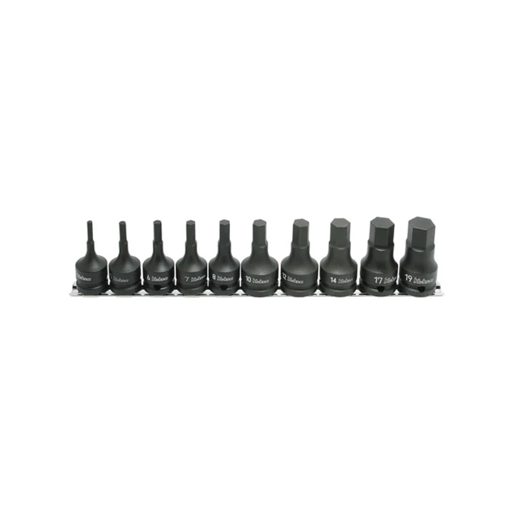 1/2" slag inbusdopset op rails 4-19mm L=60mm, 10-delig KO-KEN