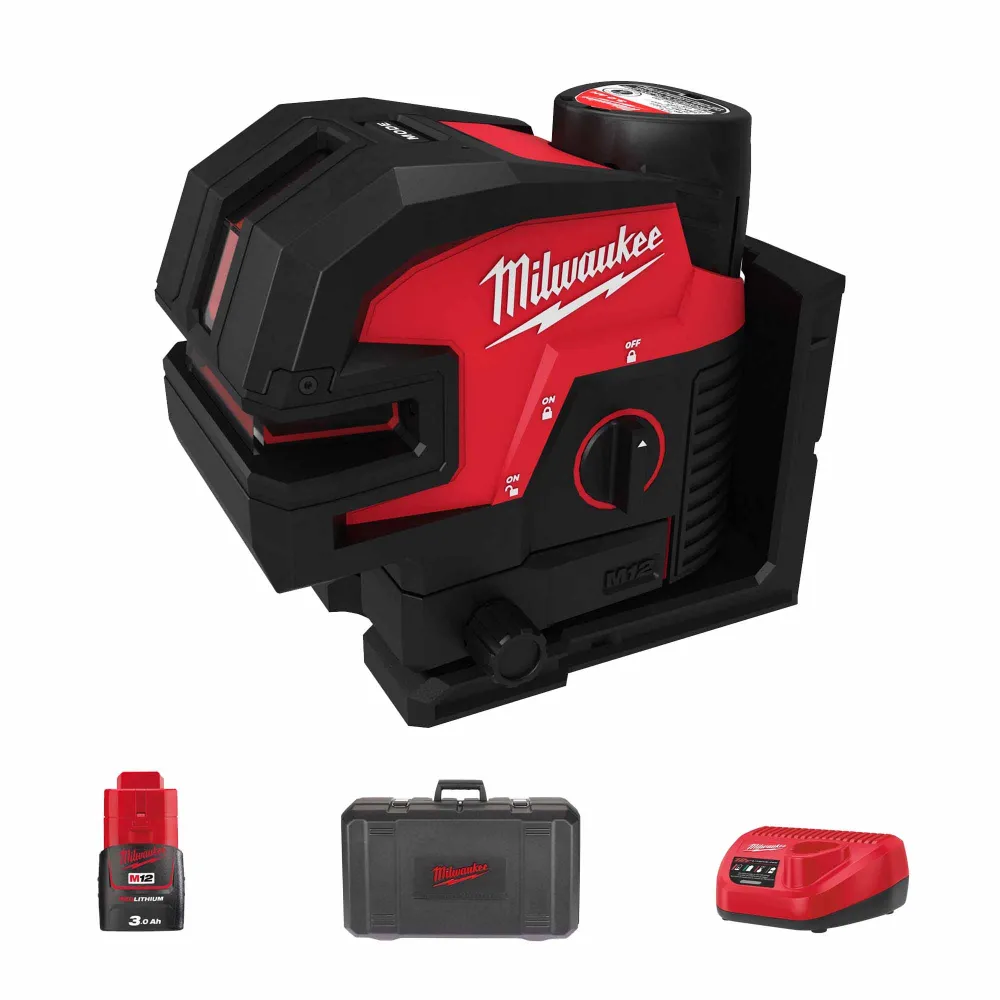 Laserwaterpas Milwaukee M12 CLL4P-301C 12V 3Ah