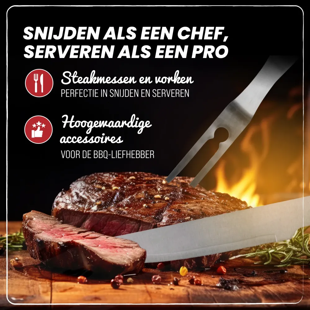 42 Delige BBQ Accessoires en Gereedschap Set gemaakt van RVS Master Knives