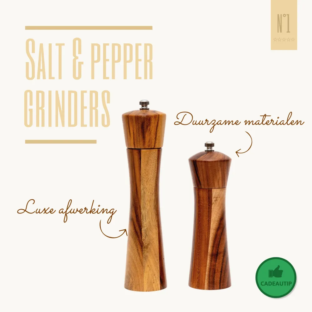 Peper en Zoutmolen set Acacia Hout 22CM Master Knives