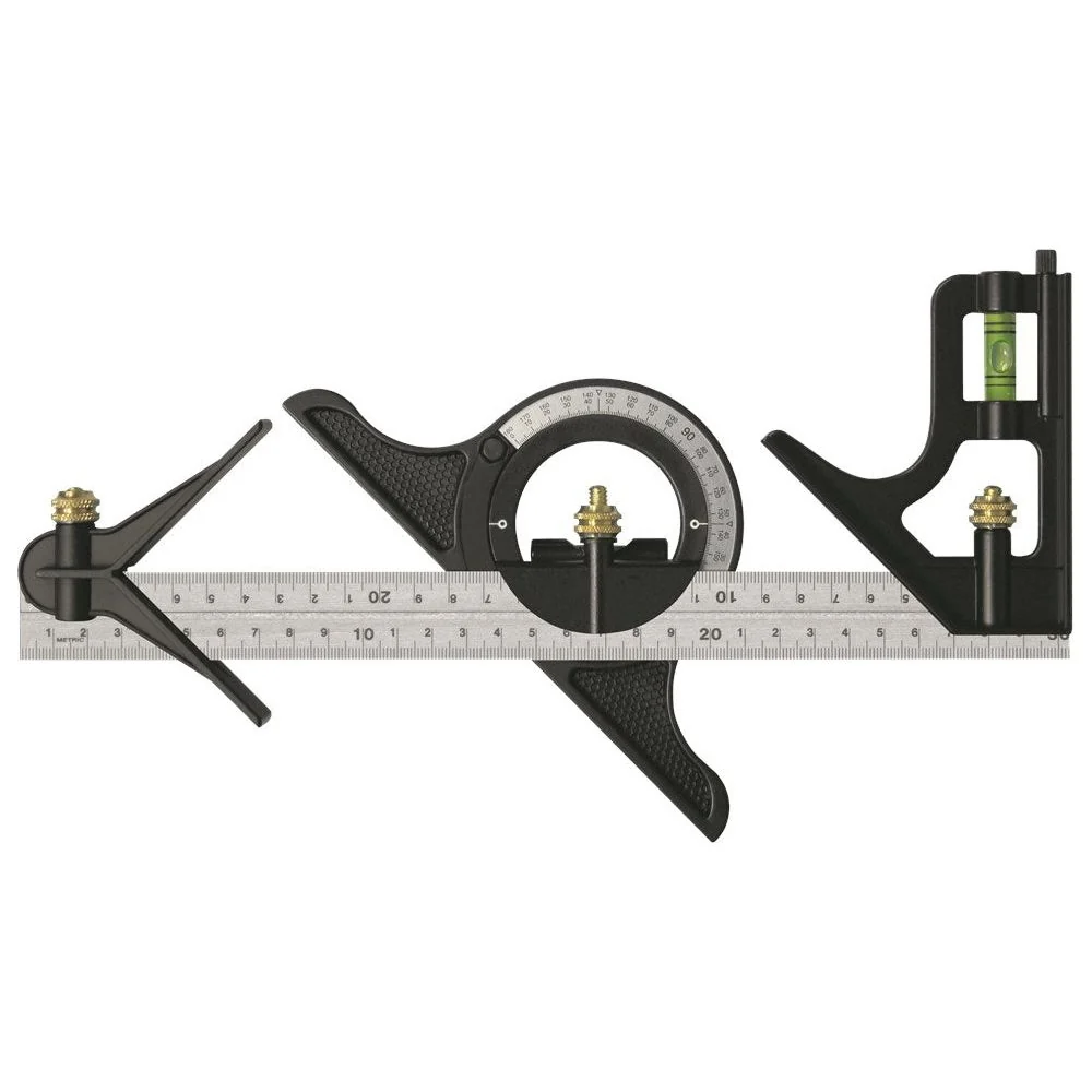 Combinatie hoek- en gradenmeter 300mm met libel MIB