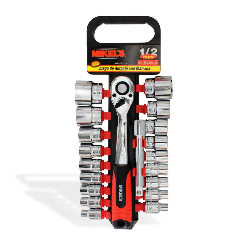 Juego de dados con matraca 1/2” (20 pzas) Modelo: JAC-1219 Marca MIKELS