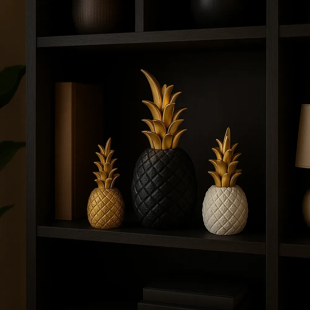 Ananas Decoratie Beelden – Goud, Zwart & Wit – 3 maten NicheBay