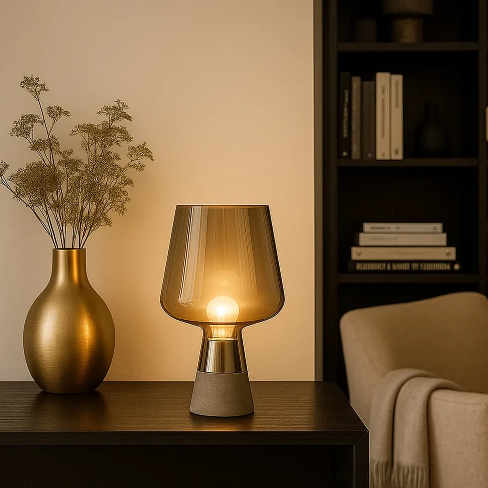 Glaslamp met betonnen voet NicheBay