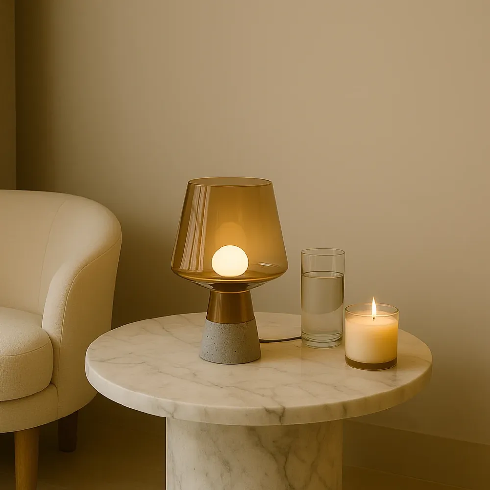 Glaslamp met betonnen voet NicheBay