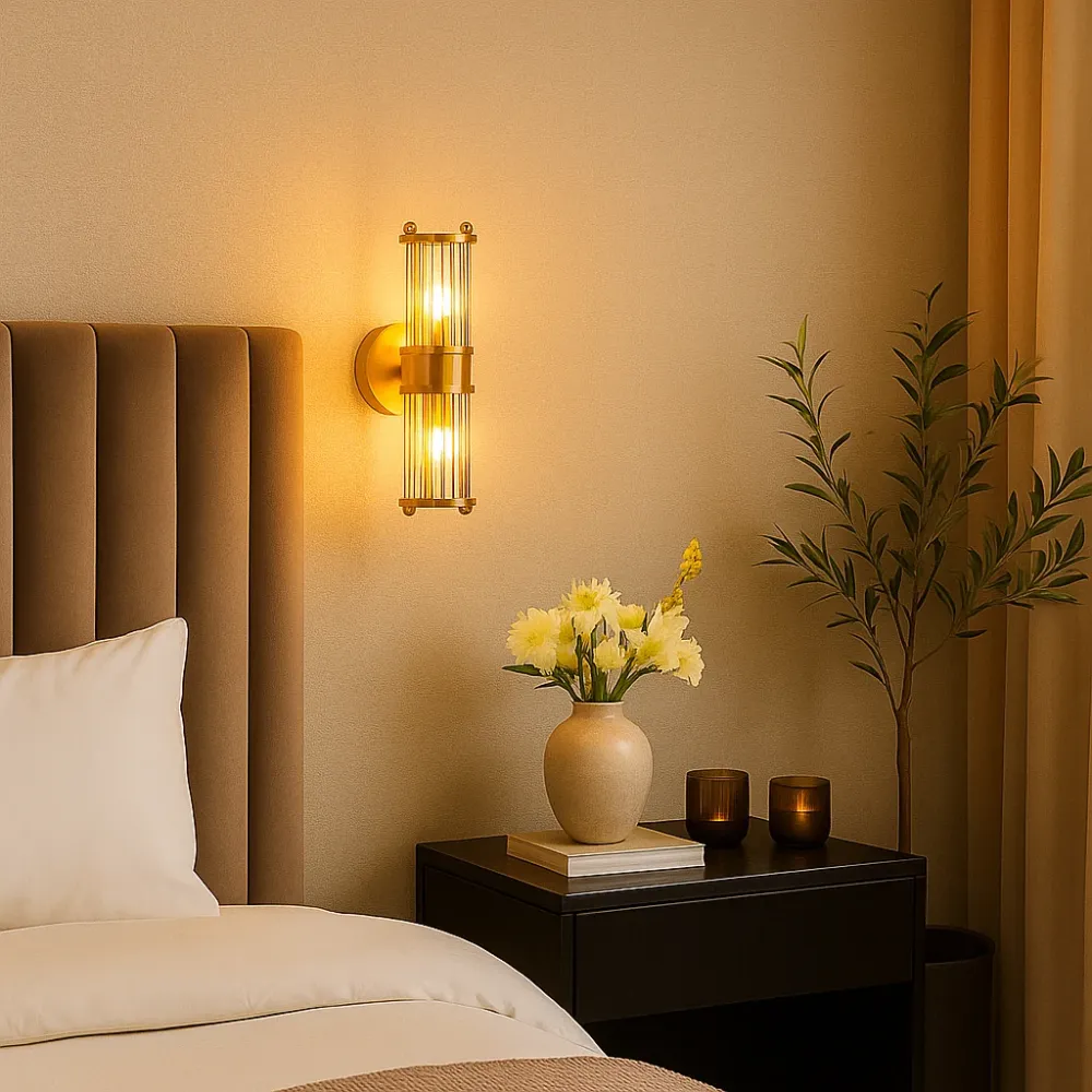Moderne Wandlamp met glas – Dubbele Lichtbron Goud NicheBay