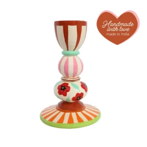 All Luck World - Kaarsenhouder Strepen en Bloemen Plekconceptstore