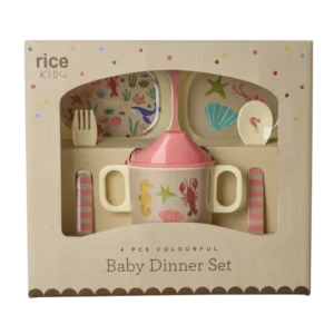 Baby eet set - Koraal - Ocean Print - Geschenkdoos Plekconceptstore
