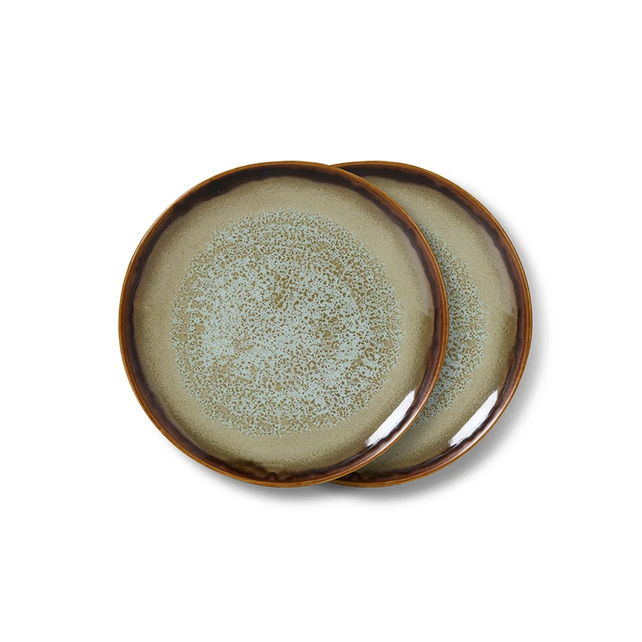 Hkliving 70s ceramics: dessert plates - contrast (set 2) Plekconceptstore