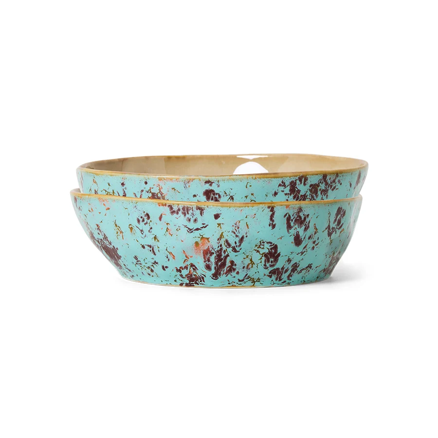Hkliving 70s ceramics: Pasta bowls - Patina (set van 2) Plekconceptstore