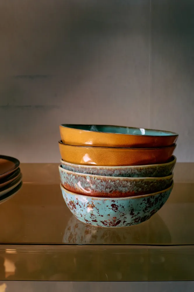Hkliving 70s ceramics: pasta bowls - Patina (set 2) Plekconceptstore