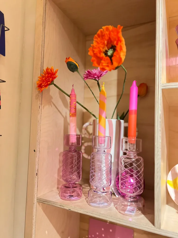 Kaarsenstandaard glas candy - Lila Plekconceptstore