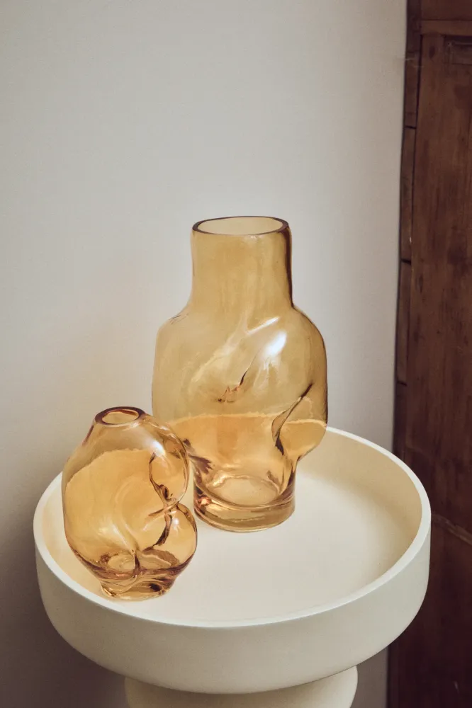 HK Living Vaas - Gleam glass Groot - Amber Plekconceptstore