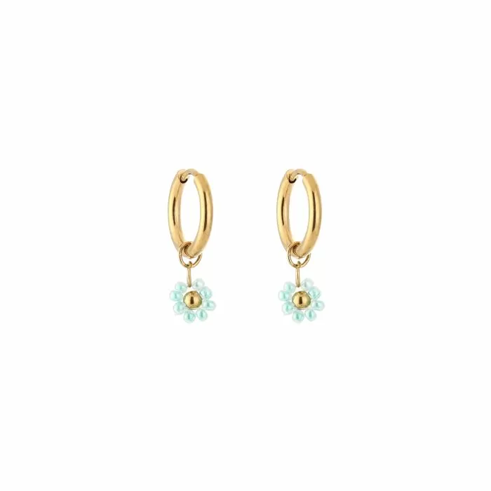 Oorbellen bloemetje - Goud/groen Plekconceptstore