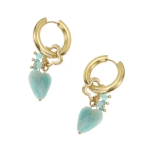 Oorbellen hartje - Blauw/goud Plekconceptstore