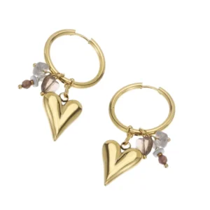 Oorbellen hartje - Goud/grijs Plekconceptstore