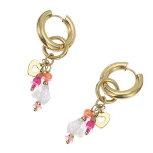 Oorbellen hartje - Roze/goud Plekconceptstore