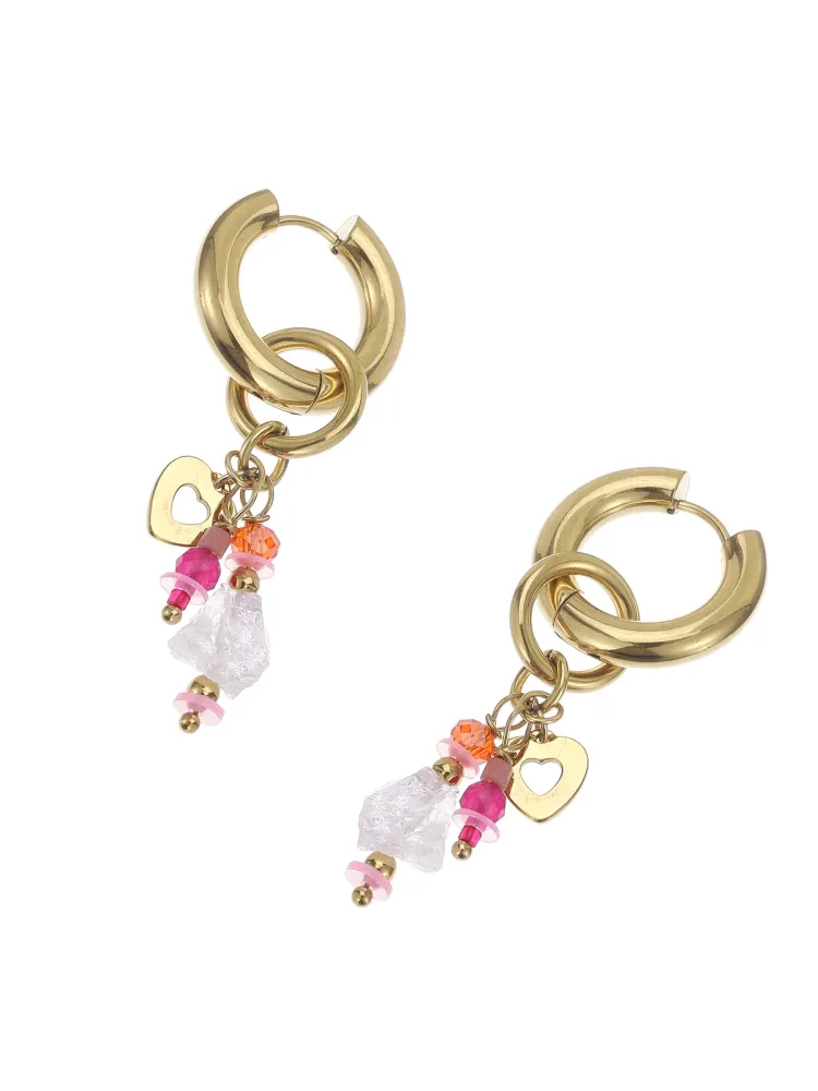 Oorbellen hartje - Roze/goud Plekconceptstore