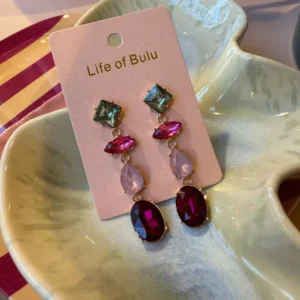 Oorbellen stones - Blauw/roze/rood Plekconceptstore