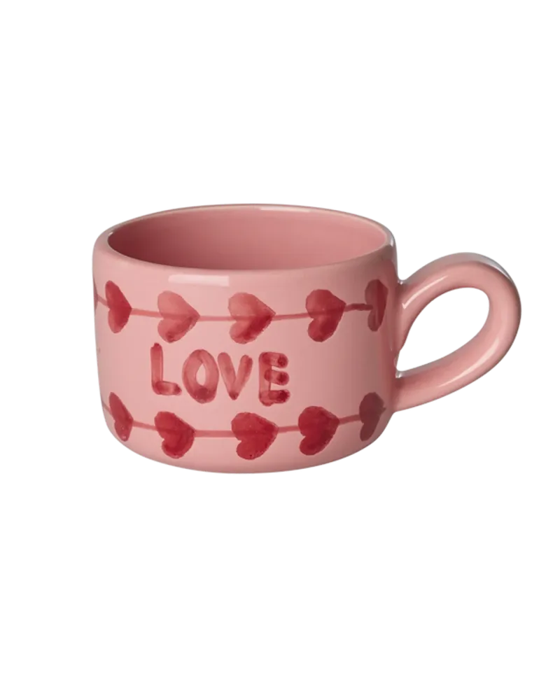 Rice - Keramiek Cappuccino mok - Roze - Hand-painted LOVE Plekconceptstore